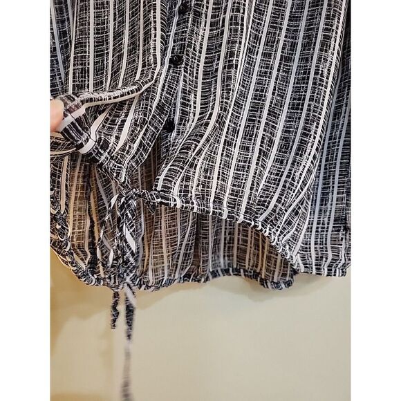 Torrid womens black white Size 2 sheer long sleeve cover up bottom drawstring - Picture 3 of 14